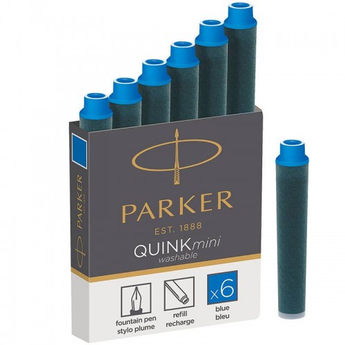 Синие неводостойкие картриджи Parker (Паркер) Quink Mini Cartridges Washable Blue 6шт в Екатеринбурге
