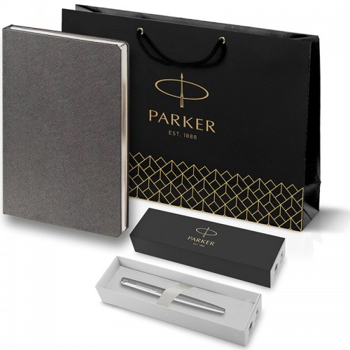 Набор Parker Jotter Stainless Steel CT из перьевой ручки и серого ежедневника в Екатеринбурге