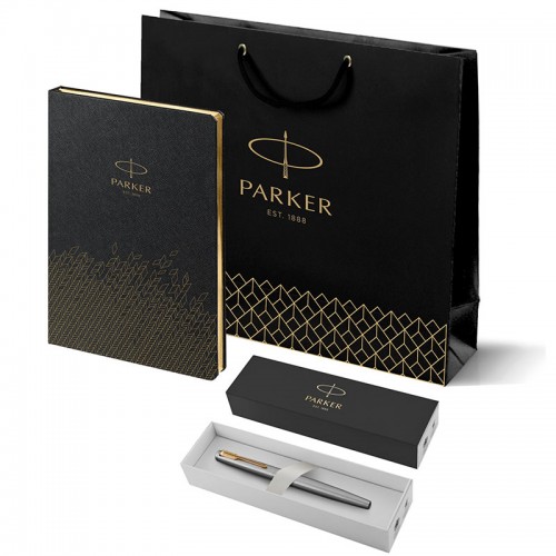 Набор Parker Jotter Stainless Steel GT из перьевой ручки и ежедневника недатированного черного цвета в Екатеринбурге
