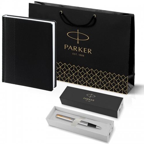 Набор Parker Jotter Stainless Steel GT из перьевой ручки и ежедневника черного цвета в Екатеринбурге
