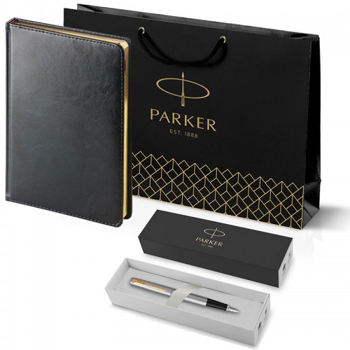 Набор Parker Jotter Stainless Steel GT из перьевой ручки и черного ежедневника в Екатеринбурге