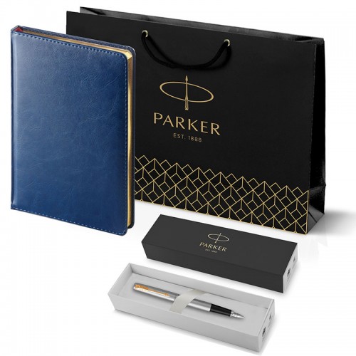 Набор Parker Jotter Stainless Steel GT из перьевой ручки и синего ежедневника недатированного в Екатеринбурге