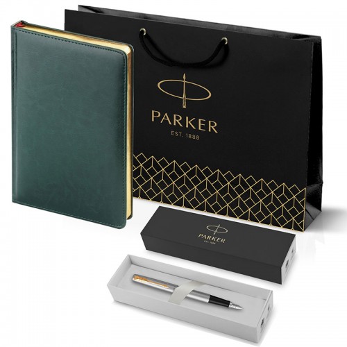 Набор Parker Jotter Stainless Steel GT из перьевой ручки и зеленого ежедневника недатированного в Екатеринбурге