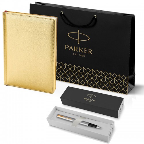 Набор Parker Jotter Stainless Steel GT из перьевой ручки и золотого ежедневника недатированного в Екатеринбурге