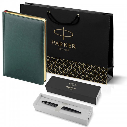 Набор Parker Jotter XL SE20 Monochrome Black из шариковой ручки и ежедневника зеленого цвета в Екатеринбурге