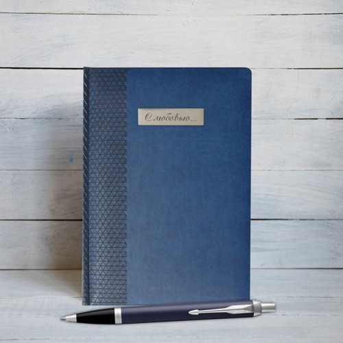 Набор Parker IM Metal Blue CT из шариковой ручки и ежедневника синего цвета в Екатеринбурге