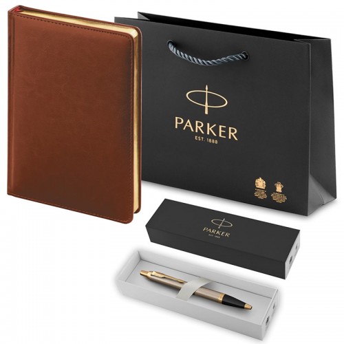 Набор Parker IM Brushed Metal GT из шариковой ручки и ежедневника коричневого цвета в Екатеринбурге